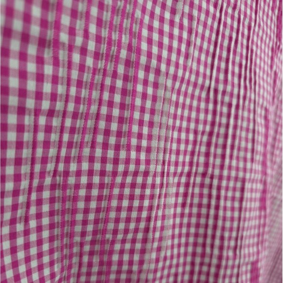 Christopher Calvin Gingham Button Up Top Textured Lagenlook Pink Coastal NWT - Picture 7 of 13